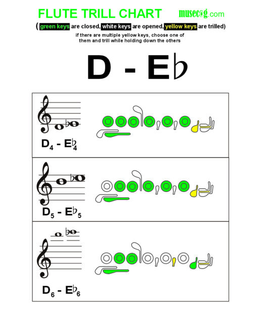 D to E flat trill on flute