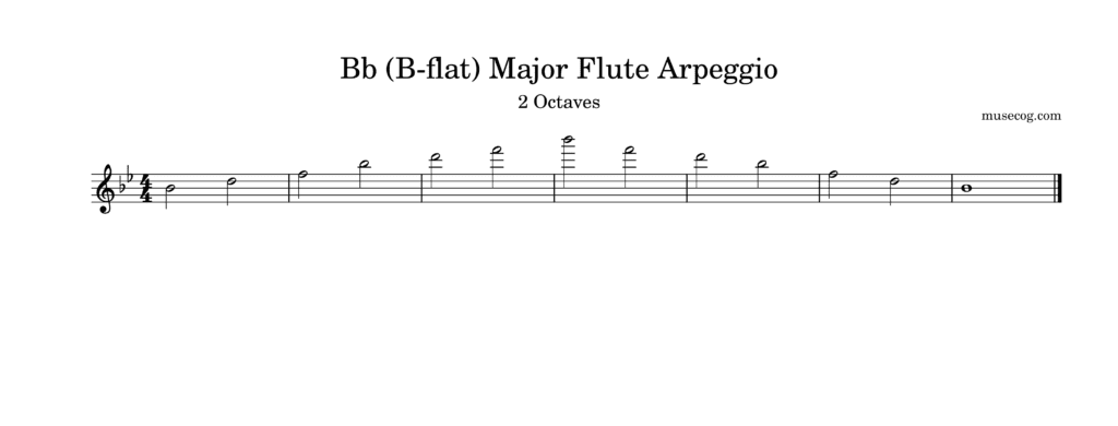B-flat (Bb) major arpeggio on the flute