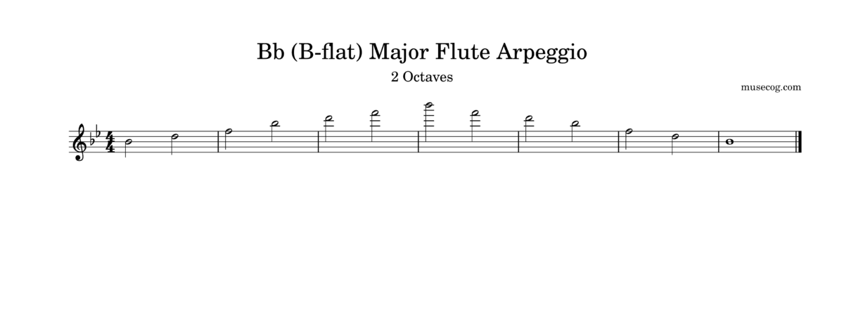 B-flat (Bb) major arpeggio on the flute