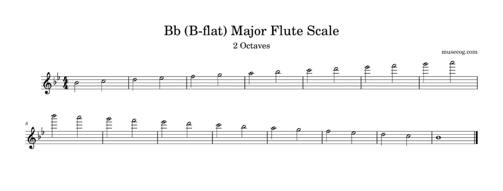 b flat major scale flute
