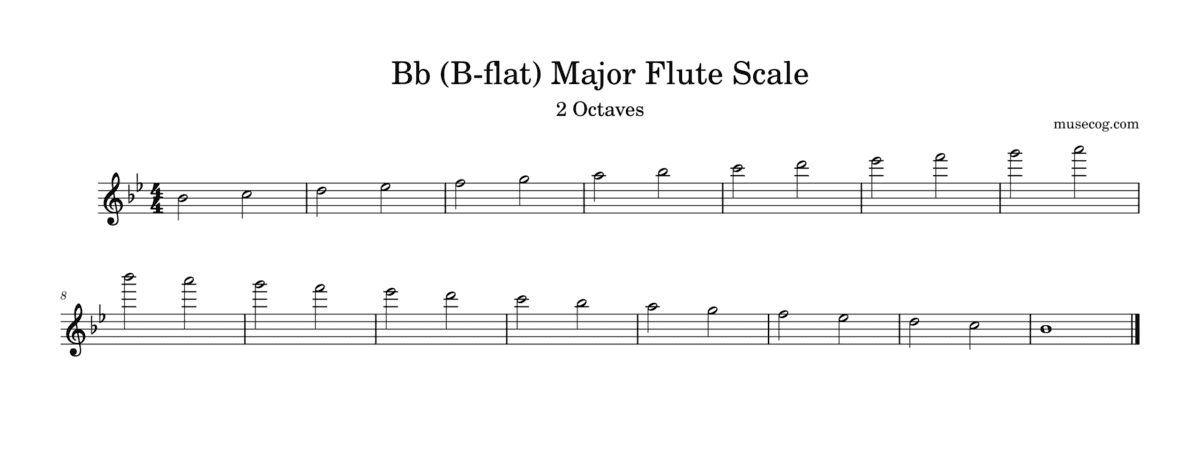 b flat major scale flute