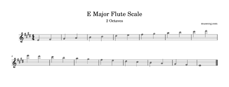 E major scale on flute