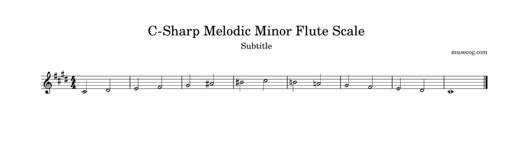 C-sharp melodic minor scale for flute-1