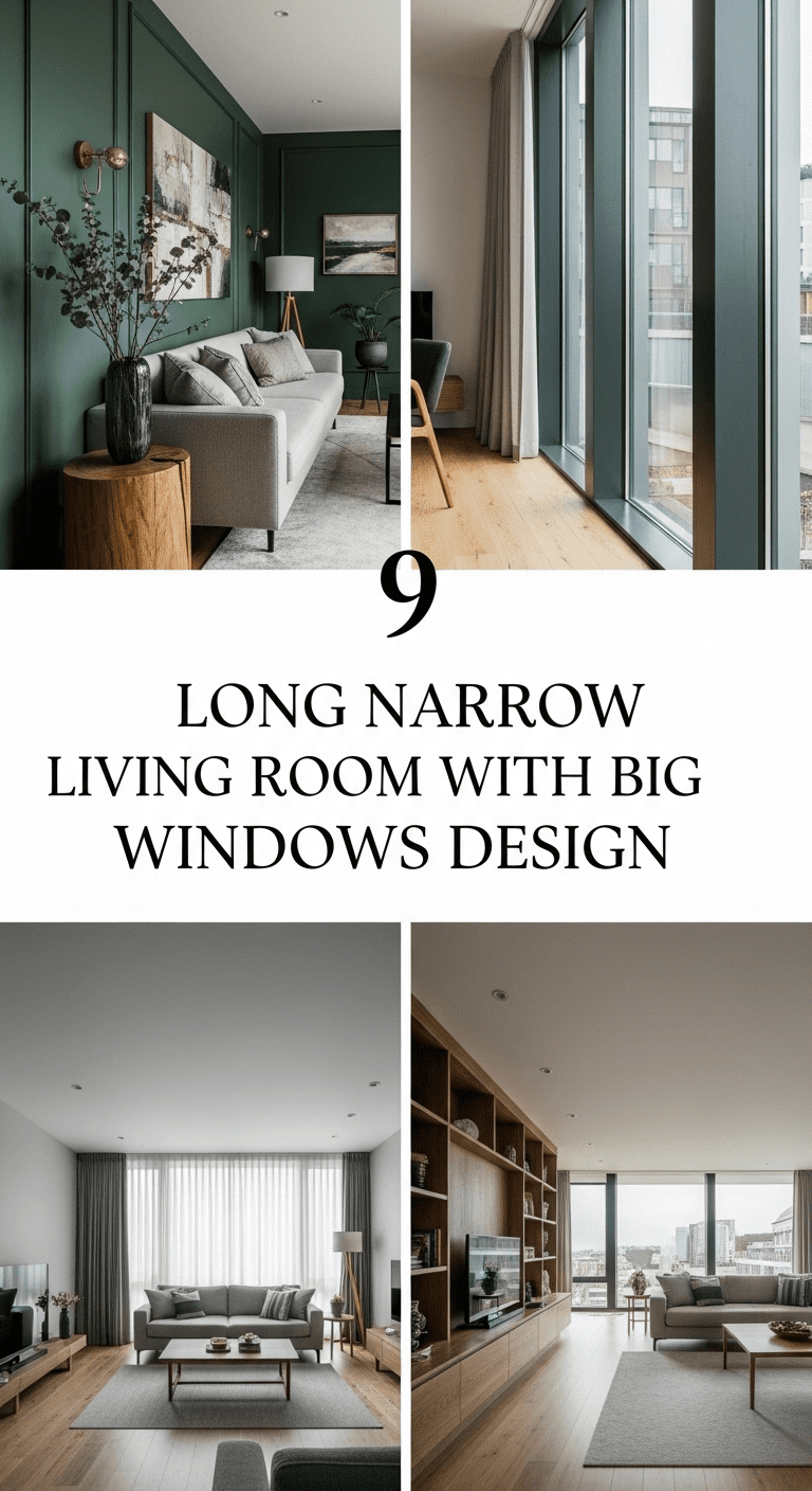 9 Long Narrow Living Room with Big Windows Design