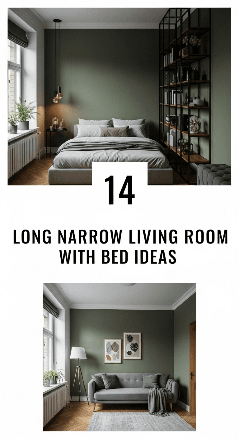 14 Long Narrow Living Room with Bed Ideas