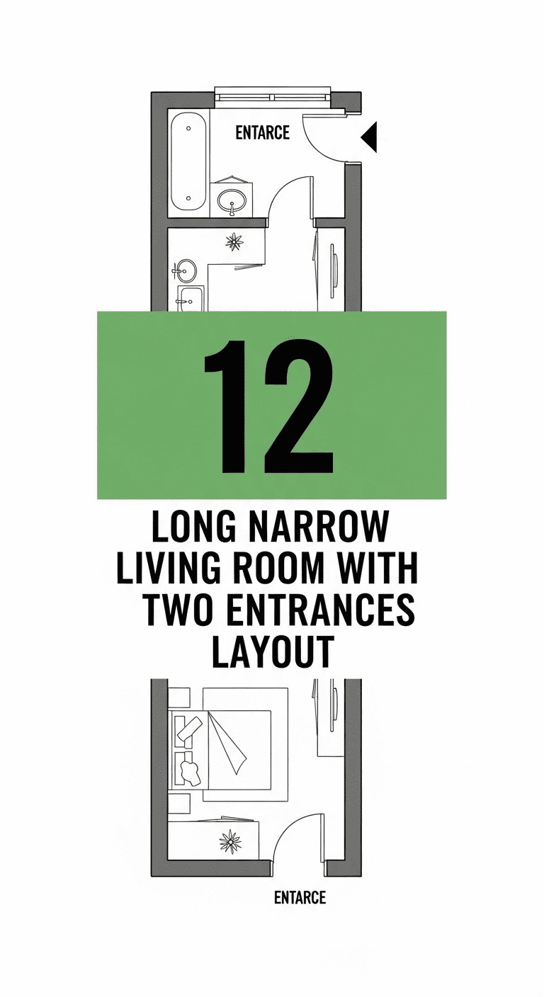 12 Long Narrow Living Room with Two Entrances Layout