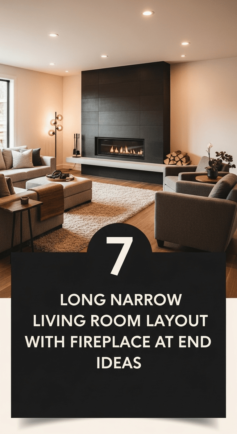 7 Long Narrow Living Room Layout with Fireplace at End Ideas
