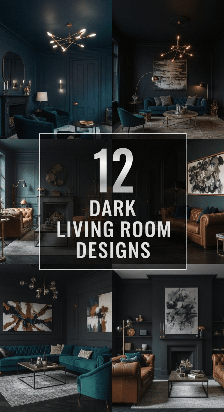 12 Dark Living Room Designs