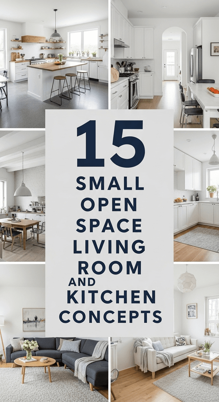 15 Small Open Space Living Room and Kitchen Concepts