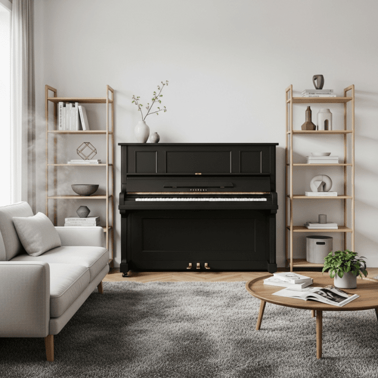 12 Small living room with piano designs