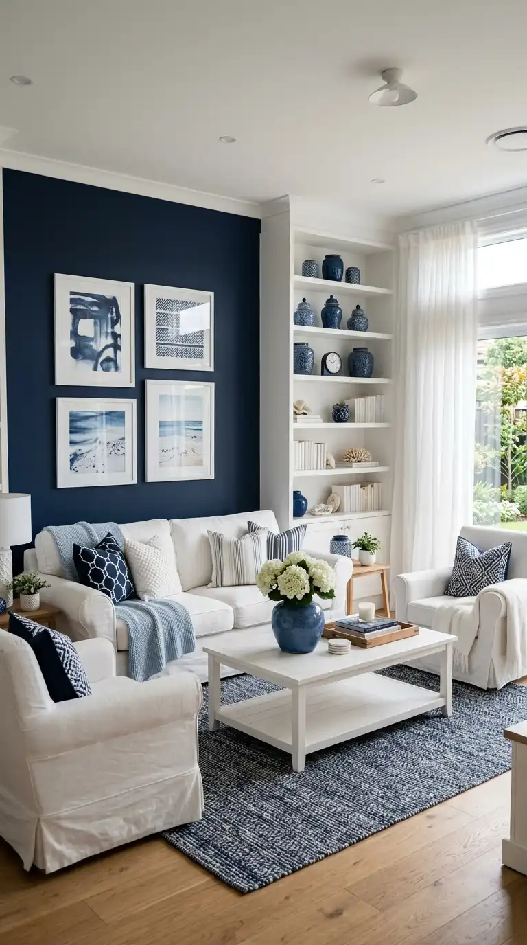 Blue and White Living Room Ideas