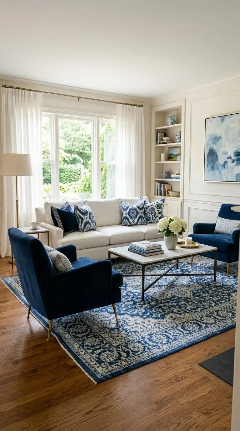 Blue and White Living Room Ideas