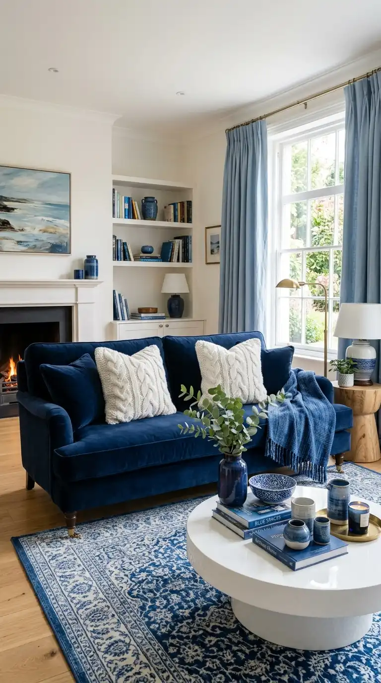 Blue and White Living Room Ideas
