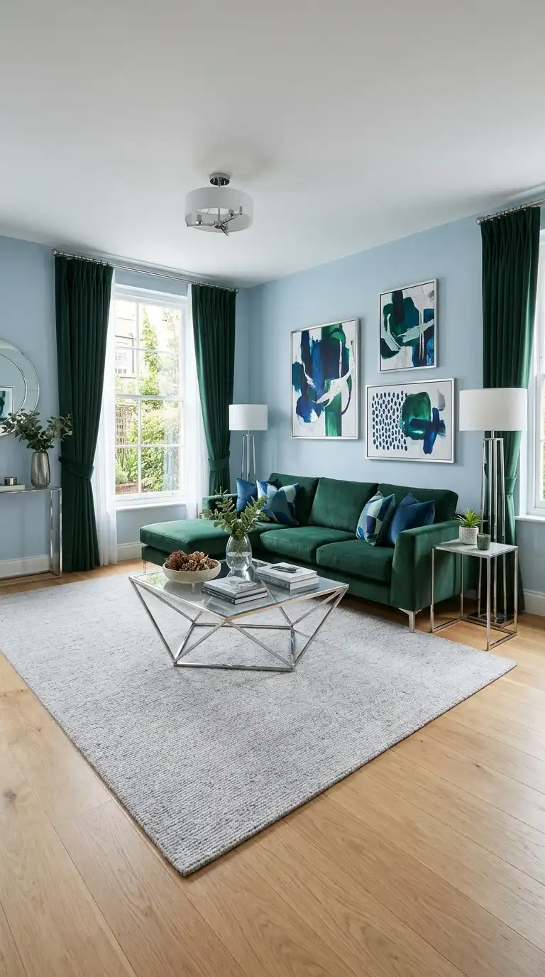 12 Blue and Green Living Room Color Schemes
