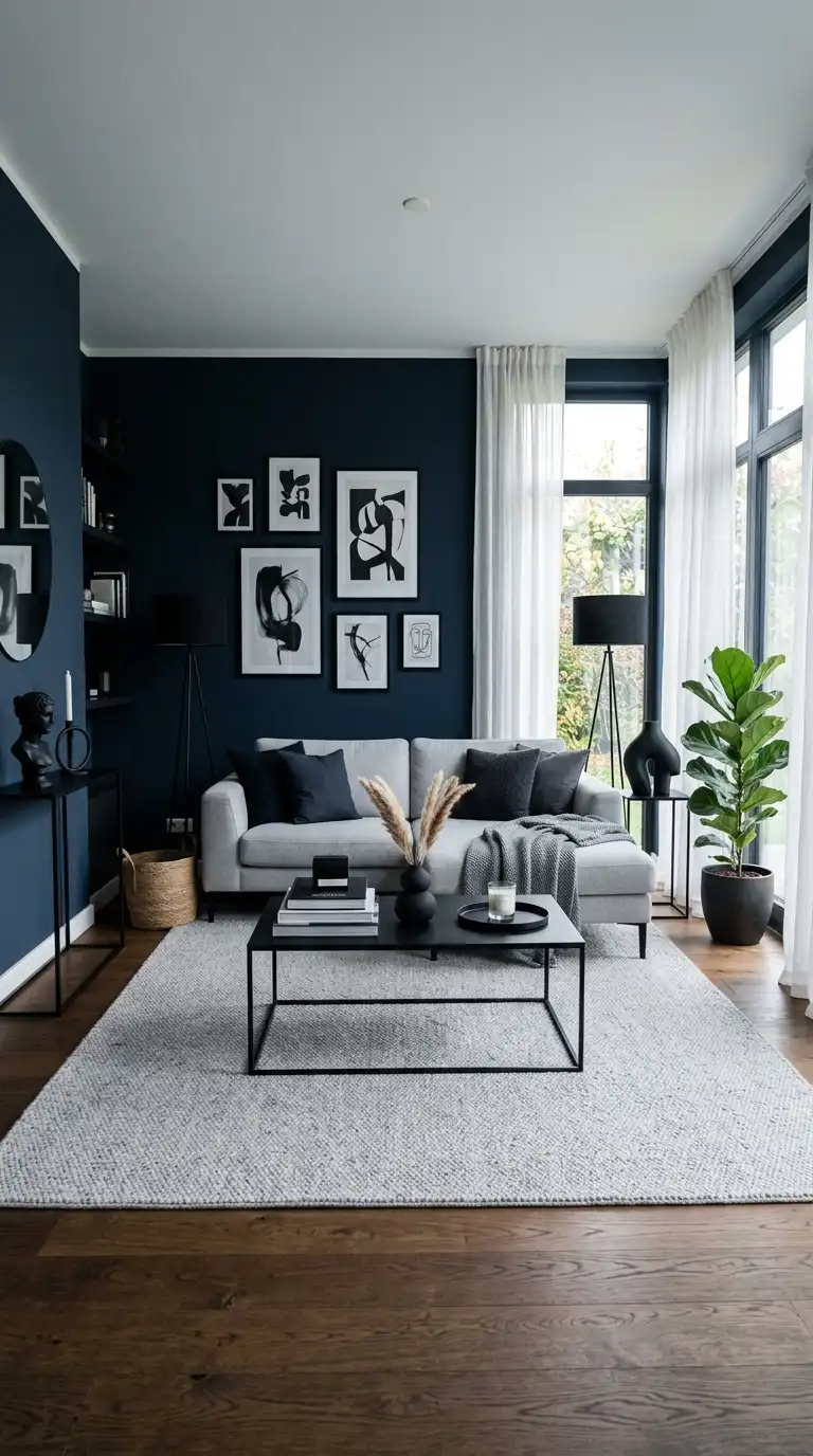 12 Dark Blue and Grey Living Room Ideas